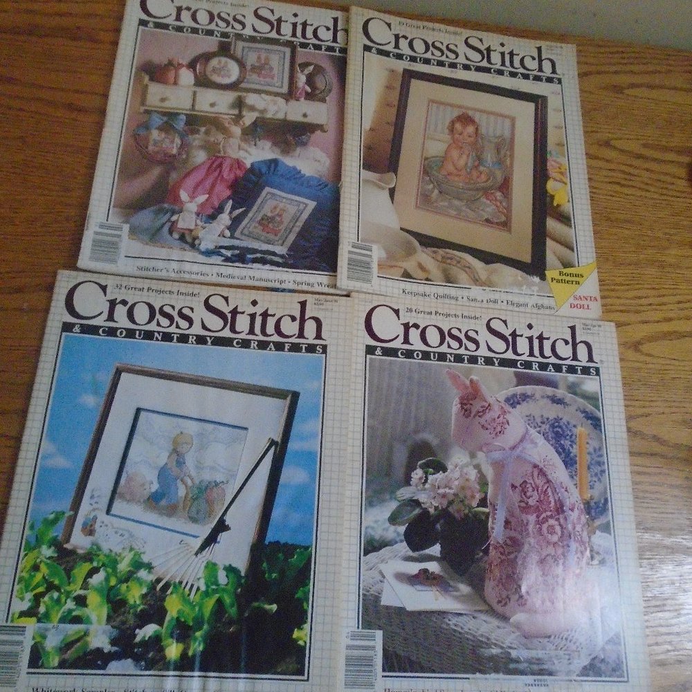 Vintage Cross Stitch Magazines 1990s Lot Of4 Cross Stitch Country Crafts